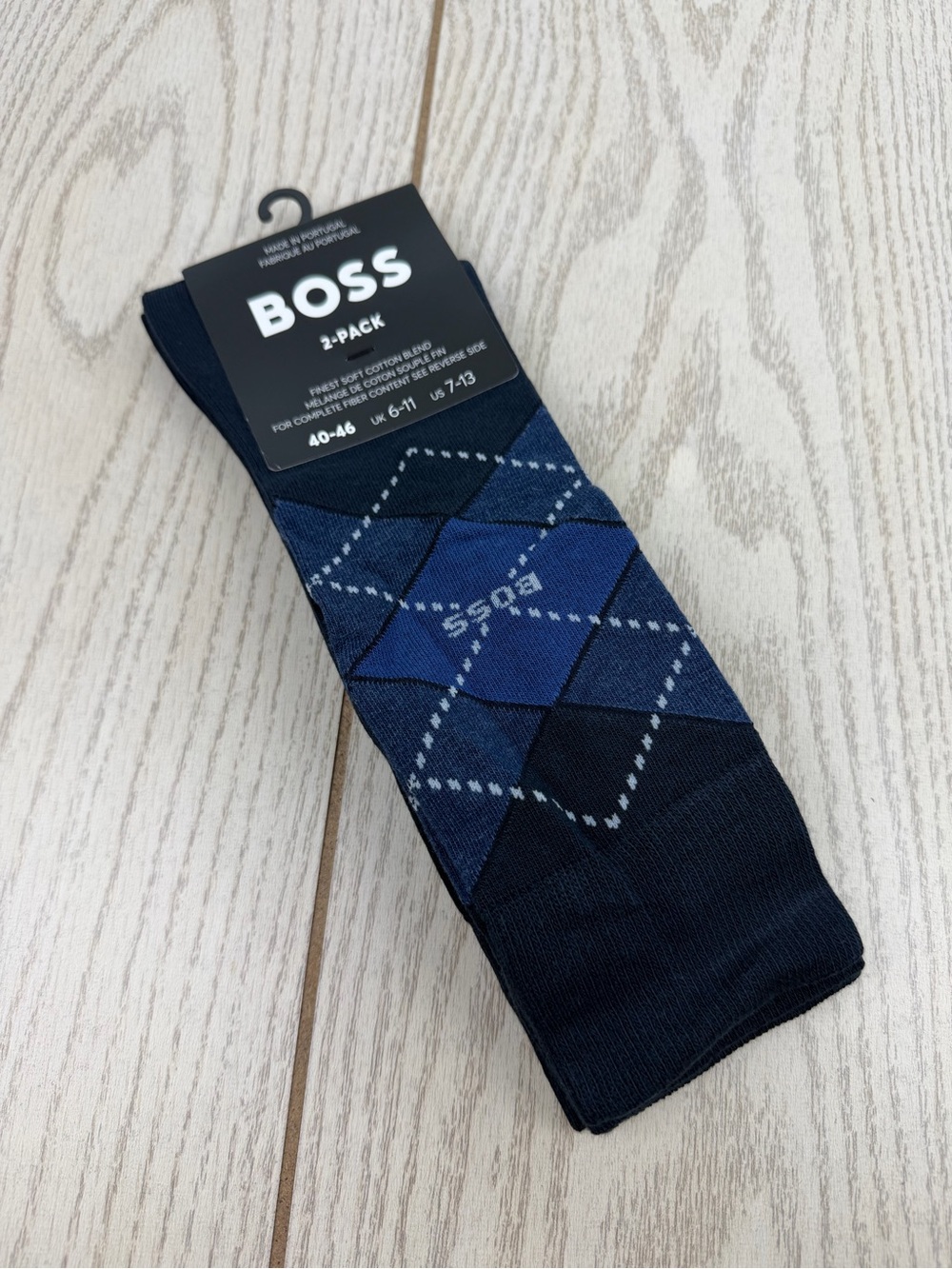 Boss Men's 2pk. Cotton Blend Socks US 7-13 / 40-46 / UK 6-11 Argyle Blue